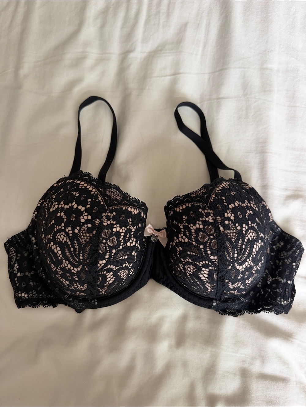 Hunkemoller Black Lace Bra with Nude Lining